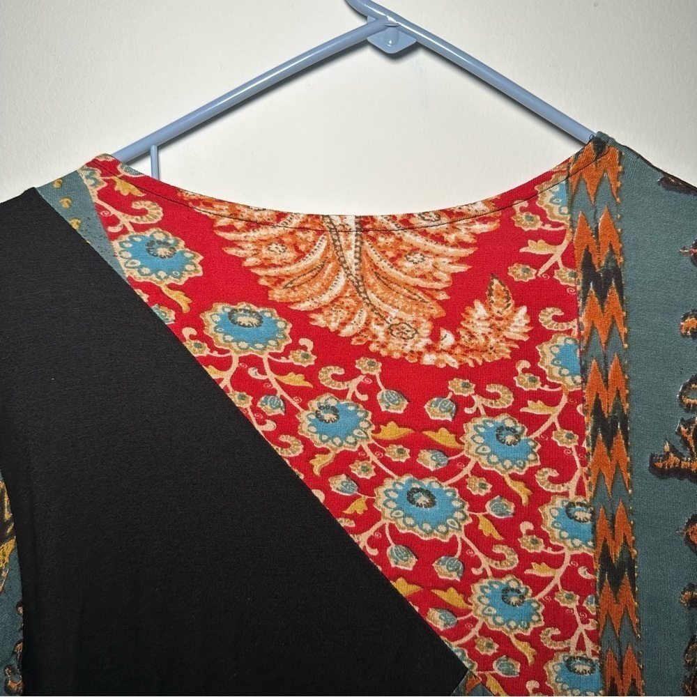 Parsley & Sage Asymmetrical Artsy Lagenlook Patchwork Textured Longline Tunic S - Picture 14 of 15